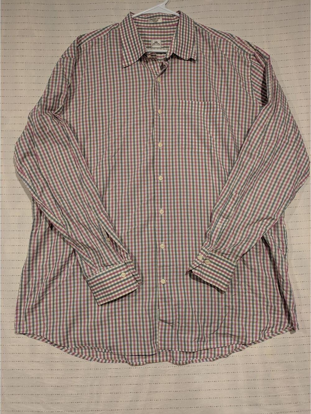 Peter Millar Casual Collared Checkered Long Sleeve Golf Shirt Mens XXL 100% Cott